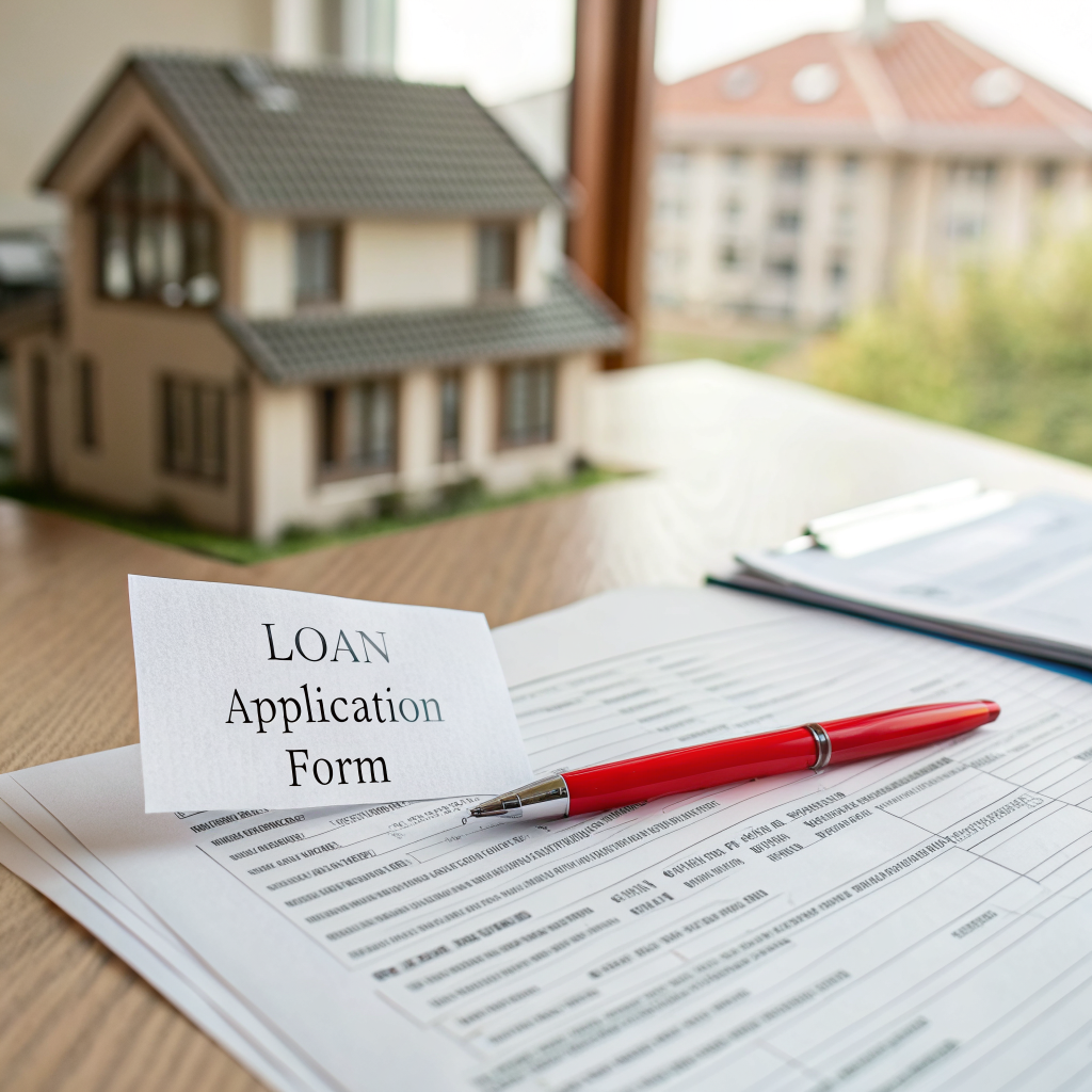 Housing application form with pen ready for signature