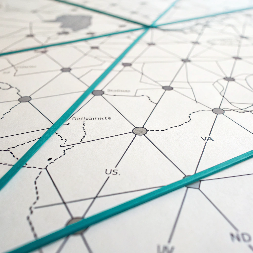 Technical isometric illustration of a digital navigation map for record restoration